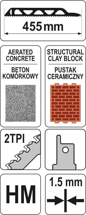 BRZESZCZOT DO PIŁY SZABLASTEJ 455MM DO CEGIEŁ I PUSTAKÓW BRZESZCZOT DO PIŁY SZABLASTEJ 455MM DO CEGIEŁ I PUSTAKÓW
