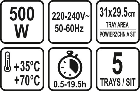 SUSZARKA SPOŻYWCZA, 5 SIT, 420-500W, CZASOMIERZ SUSZARKA SPOŻYWCZA, 5 SIT, 420-500W, CZASOMIERZ