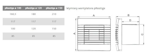WENTYLATOR ŁAZIENKOWY PRESTIGE 120 ZG TS ŻALUZJA,WYŁ.CZASOWY WENTYLATOR ŁAZIENKOWY PRESTIGE 120 ZG TS ŻALUZJA,WYŁ.CZASOWY