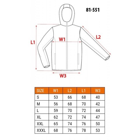 KURTKA SOFTSHELL Z KAPTUREM ODPINANYM, ROZMIAR S