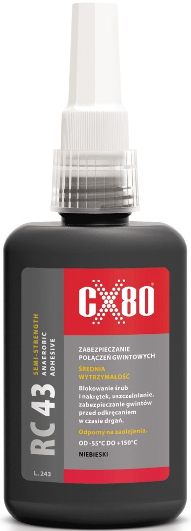 KLEJ ANAEROBOWY RC-43 DO GWINTÓW ŚRUB ŚREDNI 50ML KLEJ ANAEROBOWY RC-43 DO GWINTÓW ŚRUB ŚREDNI 50ML