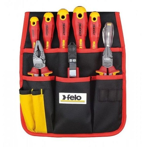 ZESTAW NARZĘDZI FELO ERGONIC VDE + KIESZEŃ NA PAS, 9SZT ZESTAW NARZĘDZI FELO ERGONIC VDE + KIESZEŃ NA PAS, 9SZT