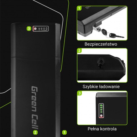 Green Cell - Bateria do roweru elektrycznego E-Bike z ładowarką 36V 12Ah 432Wh Li-Ion 5.5x2.1mm Green Cell - Bateria do roweru elektrycznego E-Bike z ładowarką 36V 12Ah 432Wh Li-Ion 5.5x2.1mm