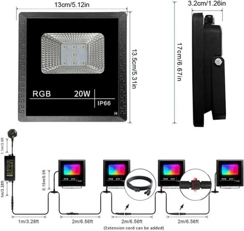 Naświetlacze LED reflektor RGB smart 4 sztuki Naświetlacze LED reflektor RGB smart 4 sztuki