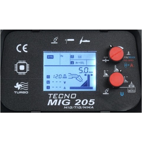 PÓŁAUTOMAT SPAWALNICZY TECNOMIG 205 LCD MIG/TIG/MMA SYNERGIC PÓŁAUTOMAT SPAWALNICZY TECNOMIG 205 LCD MIG/TIG/MMA SYNERGIC