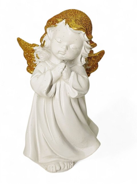 BIAŁY ANIOŁEK FIGURKA DEKORACYJNA ANIOŁ Z BROKATEM 13CM BIAŁY ANIOŁEK FIGURKA DEKORACYJNA ANIOŁ Z BROKATEM 13CM