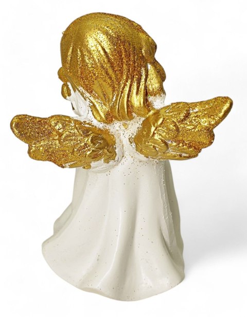 BIAŁY ANIOŁEK FIGURKA DEKORACYJNA ANIOŁ Z BROKATEM 13CM BIAŁY ANIOŁEK FIGURKA DEKORACYJNA ANIOŁ Z BROKATEM 13CM