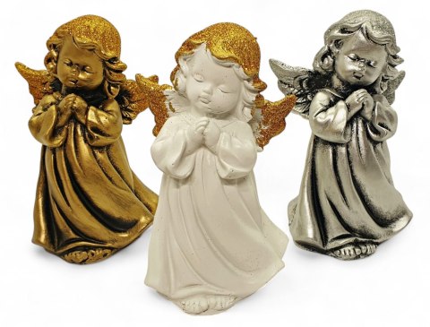 BIAŁY ANIOŁEK FIGURKA DEKORACYJNA ANIOŁ Z BROKATEM 13CM BIAŁY ANIOŁEK FIGURKA DEKORACYJNA ANIOŁ Z BROKATEM 13CM