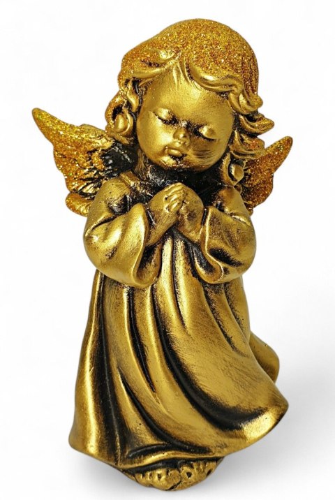 ZŁOTY ANIOŁEK FIGURKA DEKORACYJNA ANIOŁ Z BROKATEM 13CM ZŁOTY ANIOŁEK FIGURKA DEKORACYJNA ANIOŁ Z BROKATEM 13CM
