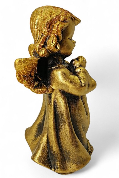 ZŁOTY ANIOŁEK FIGURKA DEKORACYJNA ANIOŁ Z BROKATEM 13CM ZŁOTY ANIOŁEK FIGURKA DEKORACYJNA ANIOŁ Z BROKATEM 13CM