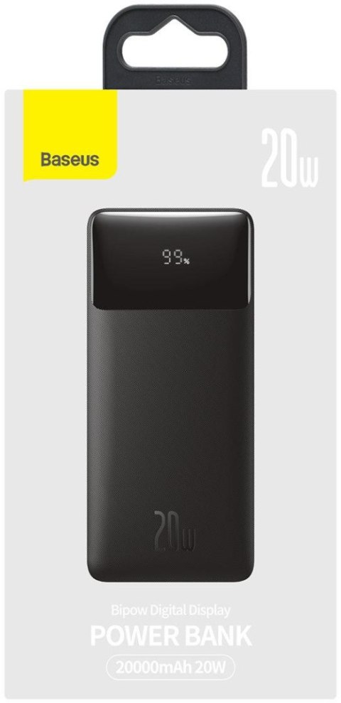 Powerbank Baseus Bipow Digital Display PPBD050501 20000mAh 20W PD QC 3.0 2x USB-A 1x USB-C + KABEL BASEUS Powerbank Baseus Bipow Digital Display PPBD050501 20000mAh 20W PD QC 3.0 2x USB-A 1x USB-C + KABEL BASEUS