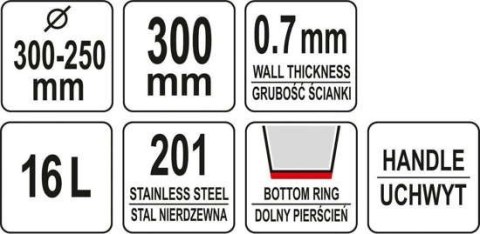 WIADRO / POJEMNIK ZE STALI NIERDZEWNEJ 16L. WIADRO / POJEMNIK ZE STALI NIERDZEWNEJ 16L.