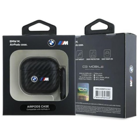 BMW Carbon Double Metal Logo - Etui AirPods 4 (czarny) BMW Carbon Double Metal Logo - Etui AirPods 4 (czarny)