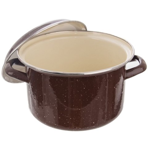 Garnek emaliowany brązowy 18 cm 2,5 l pokrywa gaz indukcja Garnek emaliowany brązowy 18 cm 2,5 l pokrywa gaz indukcja