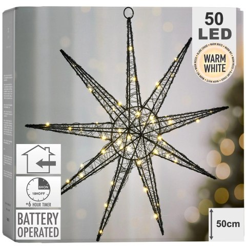 Gwiazda świecąca czarna 50 LED wisząca 50 cm Gwiazda świecąca czarna 50 LED wisząca 50 cm
