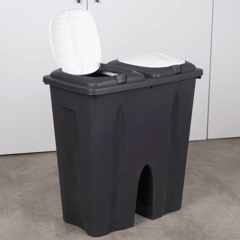 Kosz na śmieci plastikowy czarny podwójny 2x25 l Kosz na śmieci plastikowy czarny podwójny 2x25 l