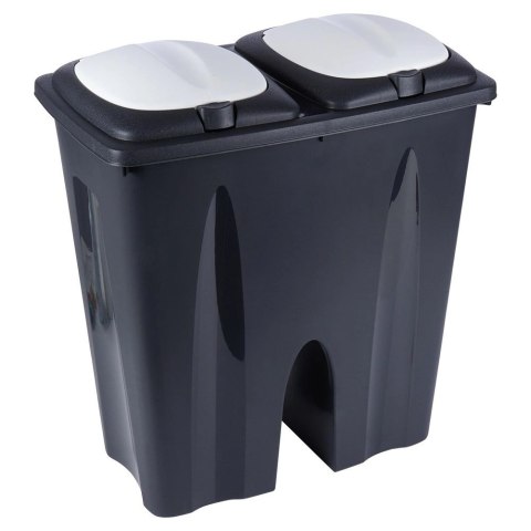 Kosz na śmieci plastikowy czarny podwójny 2x25 l Kosz na śmieci plastikowy czarny podwójny 2x25 l