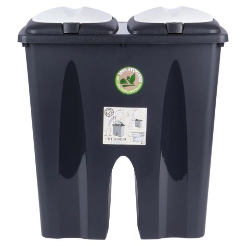 Kosz na śmieci plastikowy czarny podwójny 2x25 l Kosz na śmieci plastikowy czarny podwójny 2x25 l