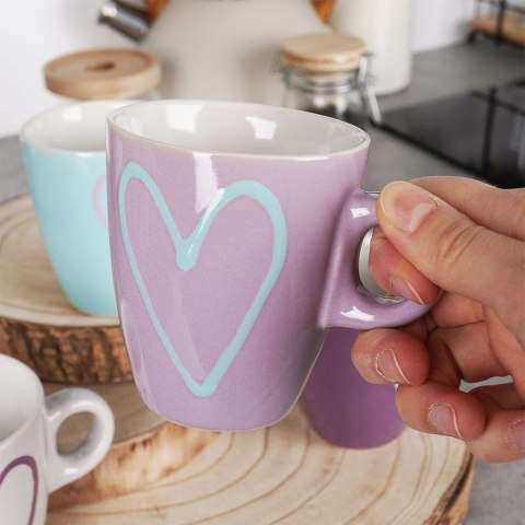 Kubek ceramiczny w serca zestaw komplet kubków do picia kawy herbaty 230 ml 4 sztuki Kubek ceramiczny w serca zestaw komplet kubków do picia kawy herbaty 230 ml 4 sztuki