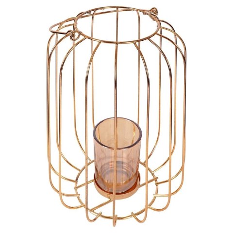 Lampion świecznik na świeczkę tealight metalowy złoty 21,5 cm Lampion świecznik na świeczkę tealight metalowy złoty 21,5 cm