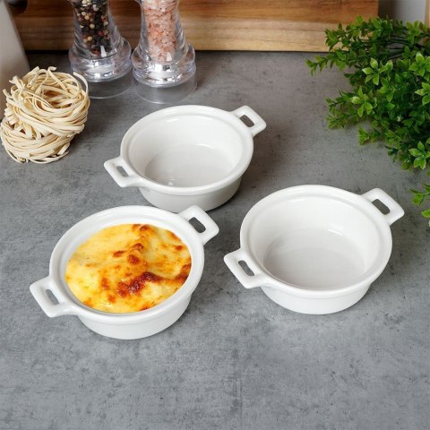 Miseczki do zapiekania porcelanowe okrągłe 3 szt. 130 ml Miseczki do zapiekania porcelanowe okrągłe 3 szt. 130 ml