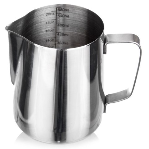 Mlecznik stalowy z uchwytem i miarką 580 ml Mlecznik stalowy z uchwytem i miarką 580 ml
