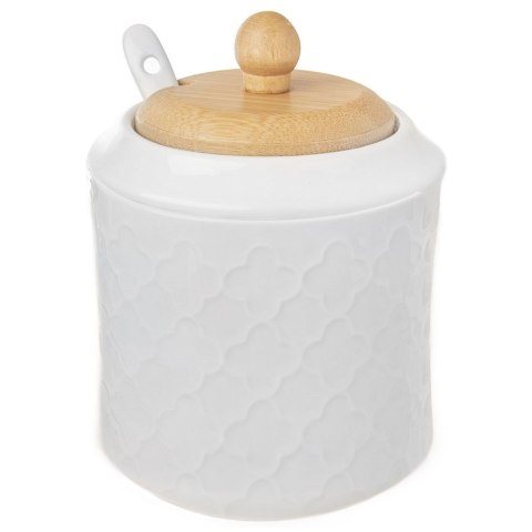 PORCELANOWA CUKIERNICZKA Z ŁYŻECZKĄ I POKRYWKĄ PORCELANOWA CUKIERNICZKA Z ŁYŻECZKĄ I POKRYWKĄ