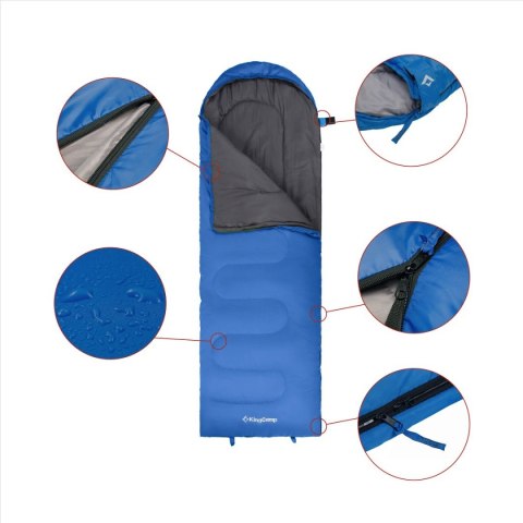 Śpiwór Turystyczny KING CAMP Oasis 250 Niebieski Prawy Śpiwór Turystyczny KING CAMP Oasis 250 Niebieski Prawy