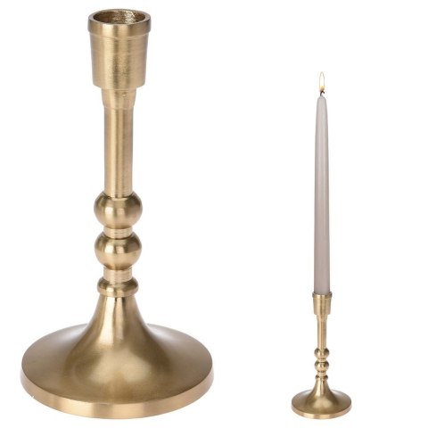 Świecznik aluminiowy stojak podstawka na długą świecę świeczkę złoty 17 cm Świecznik aluminiowy stojak podstawka na długą świecę świeczkę złoty 17 cm