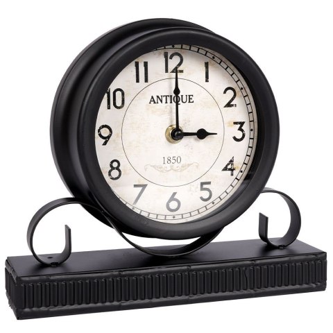 Zegar stołowy metalowy na biurko komodę szafkę stół czarny retro vintage 23 cm Zegar stołowy metalowy na biurko komodę szafkę stół czarny retro vintage 23 cm