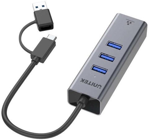 Unitek Hub USB C 4w1 Ethernet 3 x USB A 5 Gbps z adapterem USB A UNITEK Unitek Hub USB C 4w1 Ethernet 3 x USB A 5 Gbps z adapterem USB A UNITEK