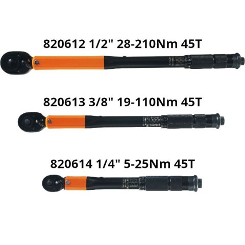 KLUCZ DYNAMOMETRYCZNY 1/2" Z BLOKADĄ 28-210 Nm KLUCZ DYNAMOMETRYCZNY 1/2" Z BLOKADĄ 28-210 Nm