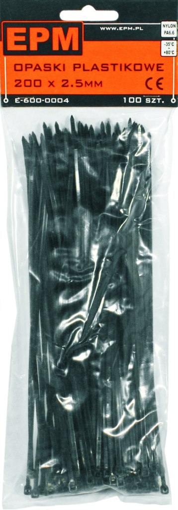 OPASKI PLASTIKOWE PA6.6 100SZT. CZARNE 350*4.8 OPASKI PLASTIKOWE PA6.6 100SZT. CZARNE 350*4.8