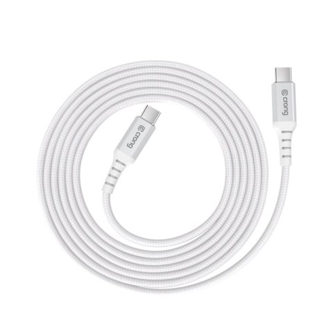 Crong Armor Link - Kabel 60W PD 3A USB-C do USB-C 150cm (biały) Crong Armor Link - Kabel 60W PD 3A USB-C do USB-C 150cm (biały)