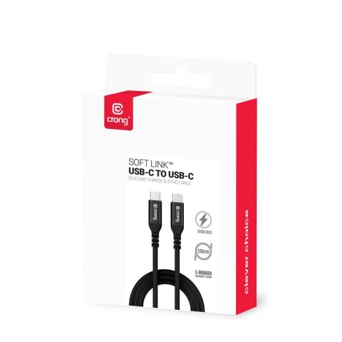 Crong Soft Link - Kabel 100W PD 5A USB-C do USB-C 200cm (czarny) Crong Soft Link - Kabel 100W PD 5A USB-C do USB-C 200cm (czarny)
