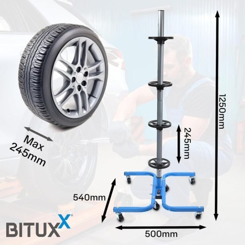 Stalowy stojak na 4 koła opony do 150kg 245mm Bituxx