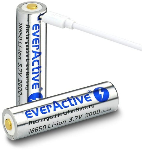 Akumulator 18650 Li-Ion 3,7V everActive 2600mAh (1 szt.) micro-USB z zabezpieczeniem EVERACTIVE Akumulator 18650 Li-Ion 3,7V everActive 2600mAh (1 szt.) micro-USB z zabezpieczeniem EVERACTIVE