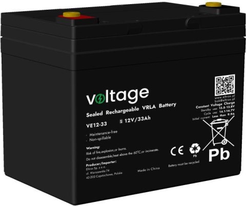 Akumulator AGM Voltage 12V 33Ah VE12-33 VOLTAGE Akumulator AGM Voltage 12V 33Ah VE12-33 VOLTAGE