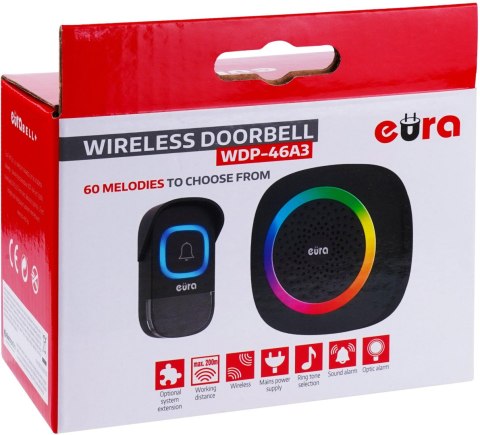 Dzwonek bezprzewodowy EURA WDP-46A3 czarny EURA Dzwonek bezprzewodowy EURA WDP-46A3 czarny EURA