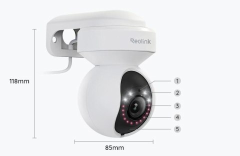 Kamera IP Reolink E Series E540 PTZ 5MP Wi-Fi LED biała REOLINK