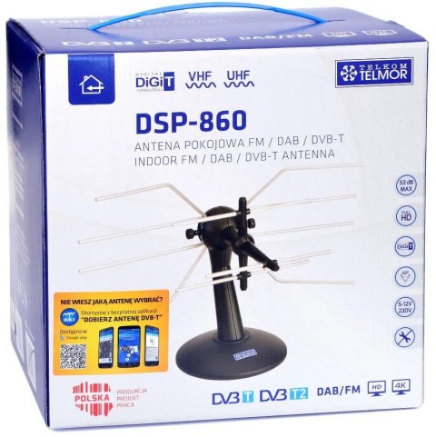 Antena pokojowa Telmor DSP-860 DVB-T2 aktywna TELMOR Antena pokojowa Telmor DSP-860 DVB-T2 aktywna TELMOR