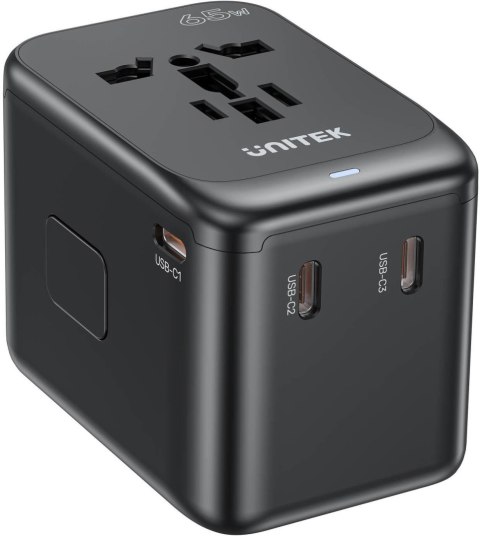 Unitek P1122ABK01 Ładowarka podróżna EU/US/UK/AUS PD 65 W UNITEK Unitek P1122ABK01 Ładowarka podróżna EU/US/UK/AUS PD 65 W UNITEK