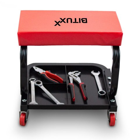 Mobilny stołek warsztatowy hoker taboret z półką 150kg Bituxx Mobilny stołek warsztatowy hoker taboret z półką 150kg Bituxx