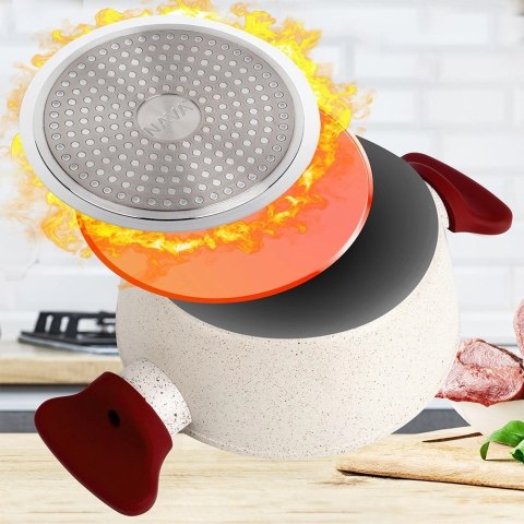 Garnek Granitowy ze Szklaną Pokrywką Gaz Indukcja NAVA 20 cm 2,2 L