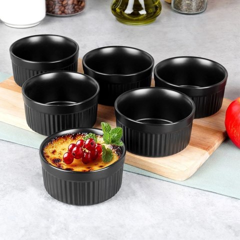 Miseczki do Zapiekania Pieczenia Ceramiczne Czarne VILDE 260 ml 6 szt.