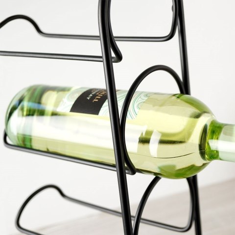 Stojak na wino metalowy czarny 4 butelki 21x12x43 cm Stojak na wino metalowy czarny 4 butelki 21x12x43 cm