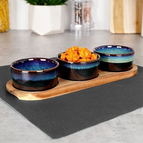 Miseczki na przekąski ceramiczne brązowe 4 el. Miseczki na przekąski ceramiczne brązowe 4 el.