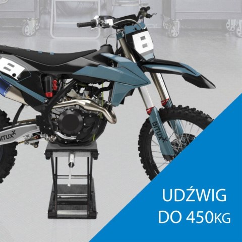 Podnośnik nożycowy korbowy do motocykla 450kg grafitowy Bituxx