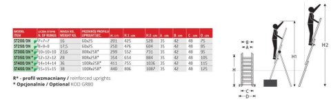 DRABINA TRZYELEMENTOWA 3X15 SZCZEBLI ST450/3N DRABINA TRZYELEMENTOWA 3X15 SZCZEBLI ST450/3N