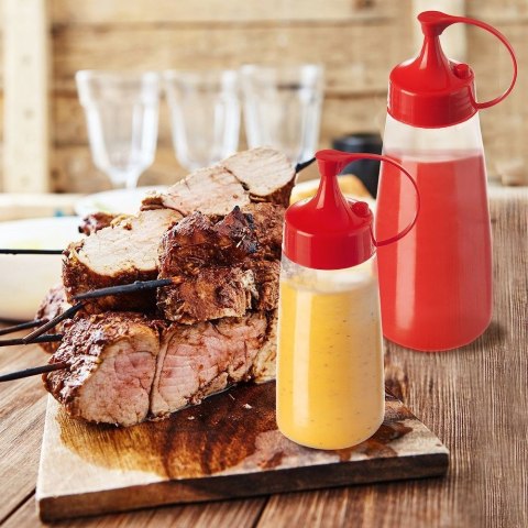 Butelka z dozownikiem i zatyczką / dyspenser pojemnik do sosów 340 ml Butelka z dozownikiem i zatyczką / dyspenser pojemnik do sosów 340 ml